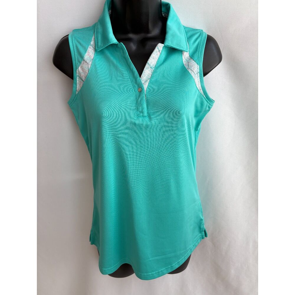 Pebble Beach Dry Luxe Performance Green Blue Turquoise Polo Size S Golf Sporty